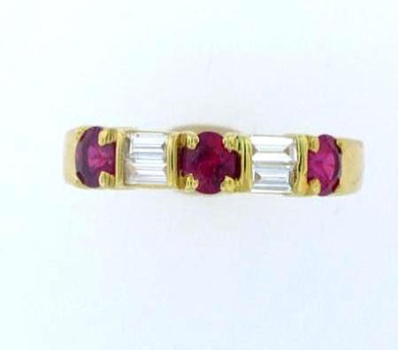 18k Yellow Gold Diamond Band with Rubies              F4947