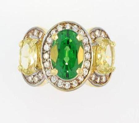 18k Yellow Gold Tsavorite Yellow Diamond Ring                 A35591