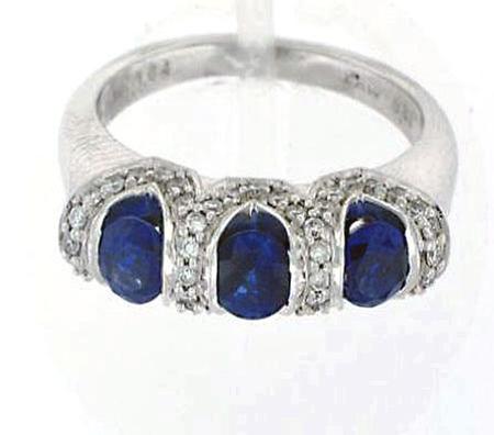 18k White Gold Diamond Sapphire Band                       F4967