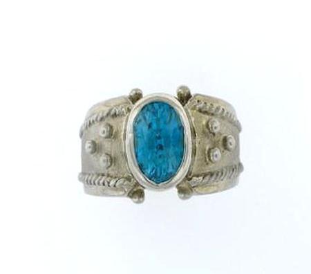 14kt White Gold Blue Zircon Ring                                 A34424