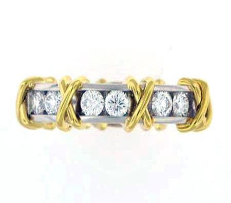 18k Yellow Gold Platinum Diamond Band                         F4889