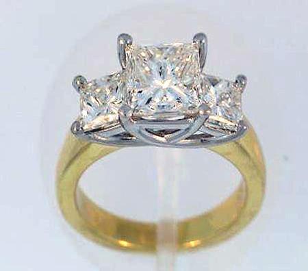 18k Platinum Yellow Gold Princess Cut Diamond Engagement Ring      A36253