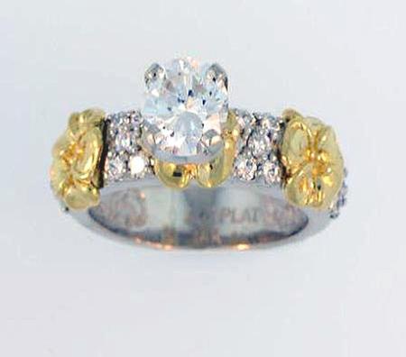 18k Yellow Gold Platinum Diamond Engagement Ring                 F4517/CR21