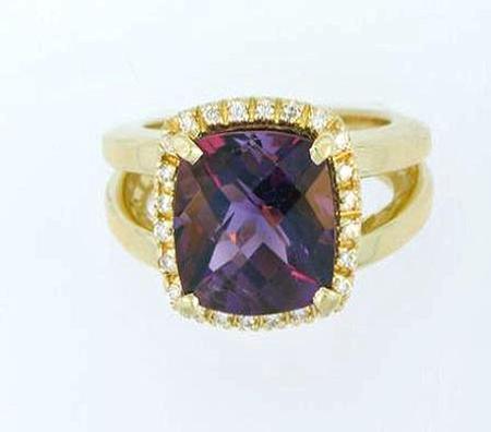 14k Yellow Gold Amethyst Diamond Ring                 A35663