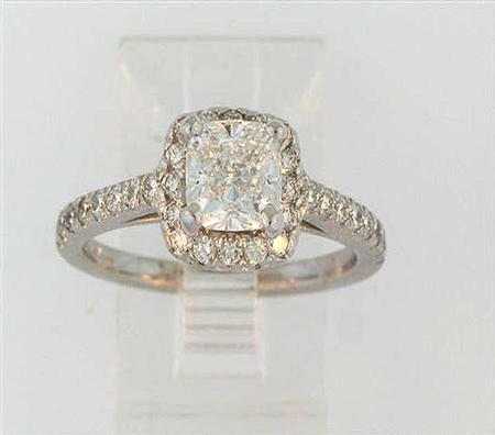 14k White Gold Cushion Cut Diamond Engagement Ring                   A36531