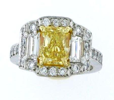 Platinum 18kt Yellow Gold Diamond Engagement Ring with Intense Yellow Diamond    CJB