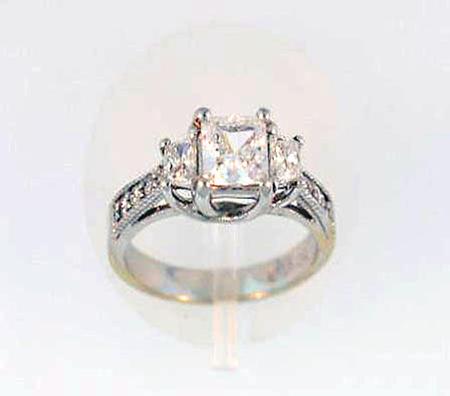 18kt White Gold Princess Cut Diamond Engagement Ring - Choose your own Center Stone