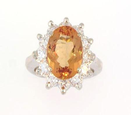 18kt White Gold Imperial Topaz Diamond Ring                     A35958 