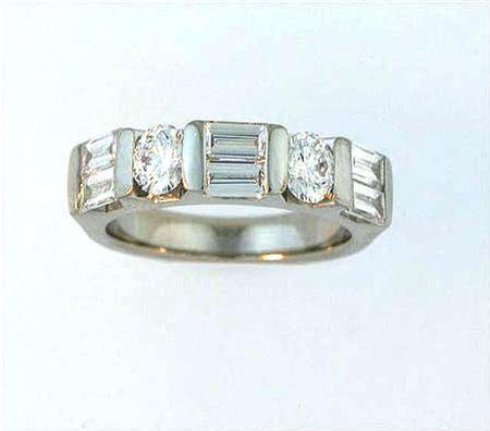 Platinum Diamond Band with Baguettes                              F5186