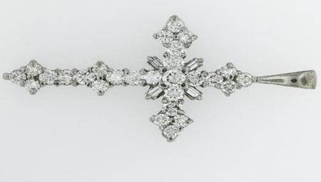 14kt White Gold Cross with 31 Diamonds             A37192