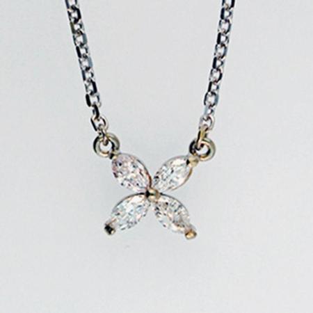 14k White Gold Marquise Diamond Necklace                       A37145N