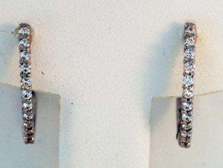 14k White Gold Diamond Hinged Hoop Earrings       F5231