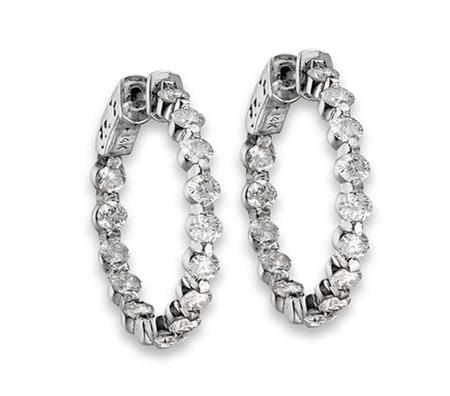 14k White Gold Diamond Hoop Earrings             F5204