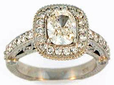 14kt White Gold Cushion Cut Diamond Engagement Ring               83-00010
