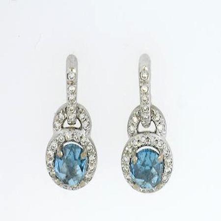 18k White Gold Blue Irradiated Rose cut Diamond Earrings     17-00019
