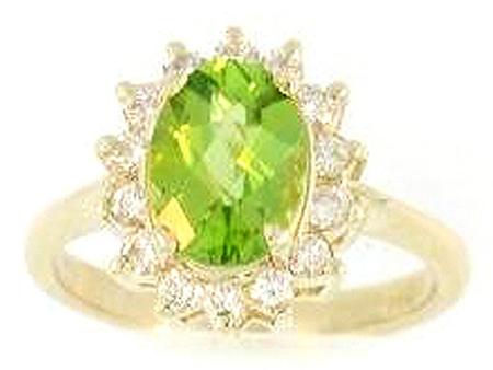 14kt Yellow Gold Peridot Diamond Ring                         A35689
