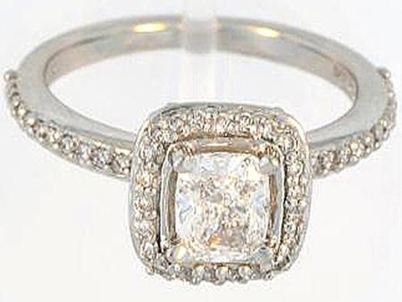 Platinum Cushion Cut Diamond Engagement Ring                    A35787