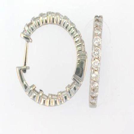 14k White Gold Diamond Hoop Earrings                A35837