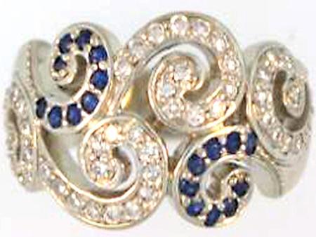 14k White Gold Diamond Sapphire Ring                          A36119mm