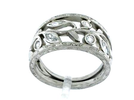 Platinum Hand Tooled Engraved Diamond Band                      F5059