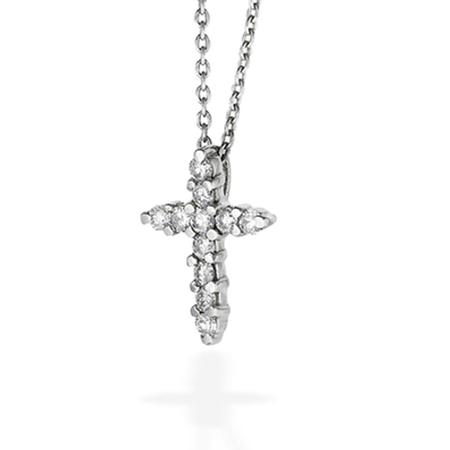 14k White Gold Diamond Cross Pendant                            F5086