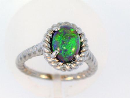 14kt White Gold Black Opal Ring             A37193