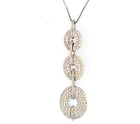 14k White Gold 3 Circle Diamond Pendant             40-00009