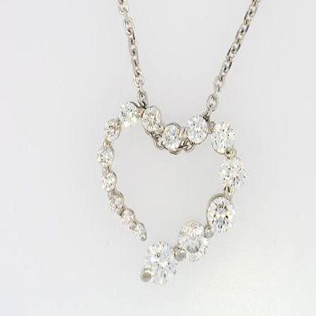 14k White Gold Diamond Heart Pendant                             40-00035