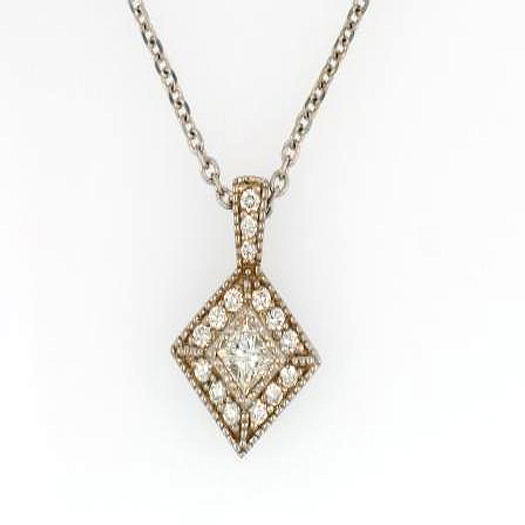 18k White Gold Diamond Pendant 41-00006 | Factorys Inc