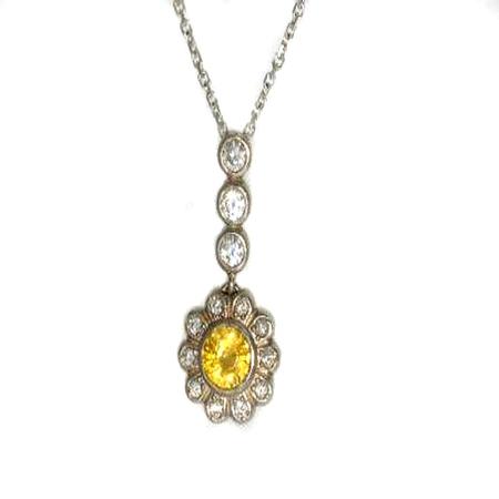 14k White Gold Yellow Sapphire Pendant                41-00007