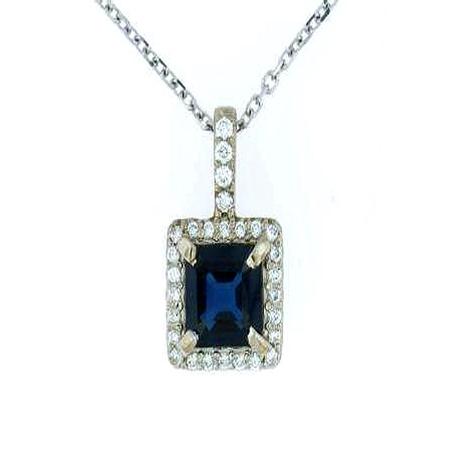 18k White Gold Diamond Sapphire Pendant                41-00008