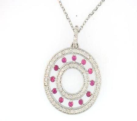14k White Gold Pink Sapphire Diamond Pendant            41-00010
