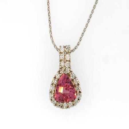 18k White Gold Tourmaline Diamond Pendant                A35307