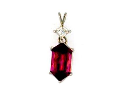 18k Tourmaline and 14k White Gold Diamond Pendant                A35789