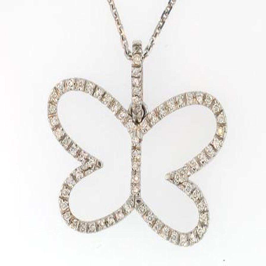 14k White Gold Diamond Butterfly Pendant F5104 Factorys Inc
