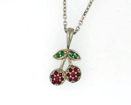 14k White Gold Cherry Emerald Pendant                     SB54