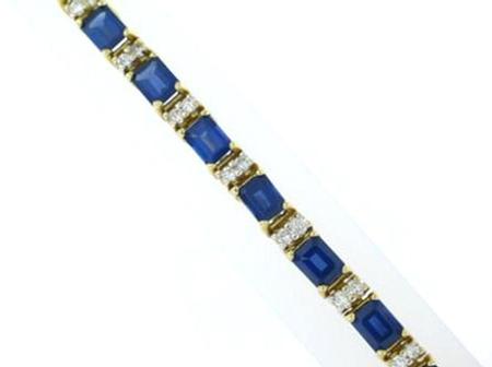 14k Yellow Gold Diamond Sapphire Bracelet                   F4749