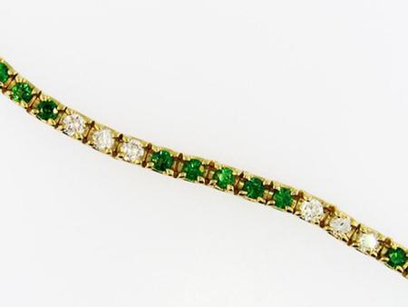 14k Yellow Gold Tsavorite Diamond Bracelet            14-00016
