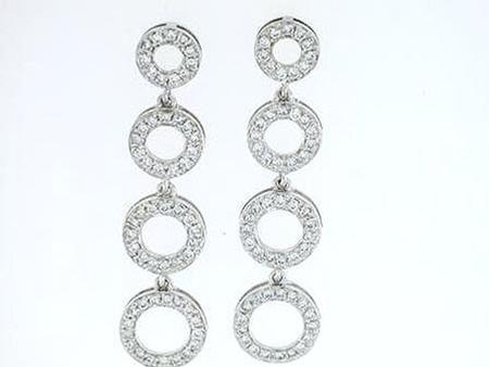 14k White Gold Circle Dangle Earrings    17-00018