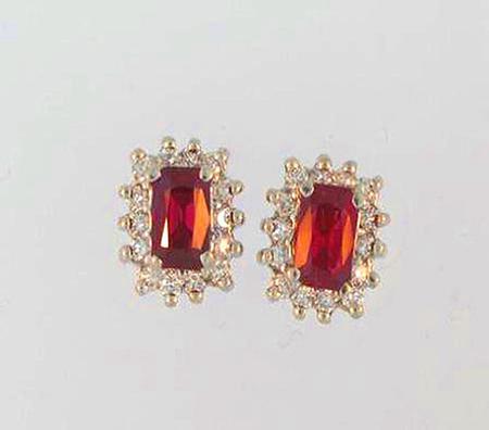 14k White Gold Diamond Ruby Earrings                          A36147