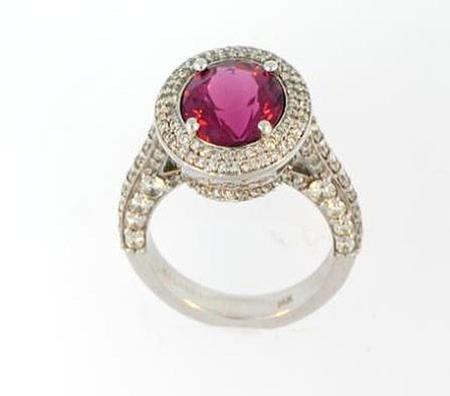 14k White Gold Tourmaline Diamond Ring    07-00027