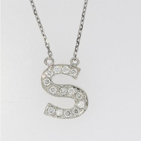 14k White Gold Diamond Initial Pendant                                 A37135