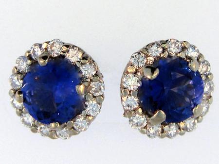 14k White Gold Blue Sapphire and Diamond Earrings        F5228