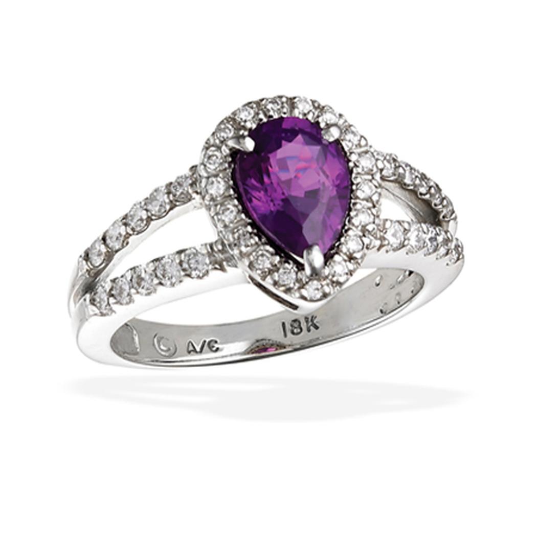 Raspberry Colored Rings 18k White Gold Raspberry Sapphire Ring 07-00064 | Factorys Inc